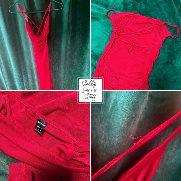 SOLD - Lot of 4 SHEIN Dresses Soft Velour Sparkly Holiday Party Size Small - Picture 6 of 8